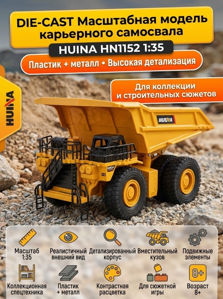Масштабная модель карьерный самосвал HuiNa масштаб 1:35 - HN1152