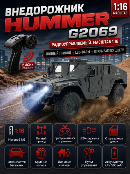 Радиоуправляемая машина Hummer 1:16 - G2069-BLACK Радиоуправляемая машина Hummer 1:16 - G2069-BLACK