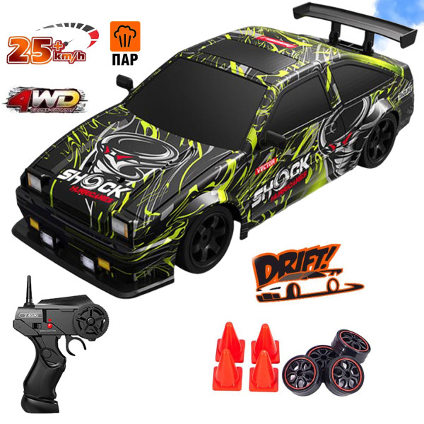 Радиоуправляемая машина для дрифта HB Toyota AE86 (4WD, свет, пар, акб, 1:16) - SC16A16