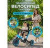 Детский беговел-велосипед 8в1 с крышей и ручкой, синий - TR008C-BLUE