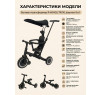 Детский беговел-велосипед 8в1 с крышей и ручкой, черный - TR010-BLACK